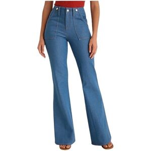 NWT Express Women’s 70s Flare Mid Rise Stretch Jeans Size 4S Medium Wash Denim